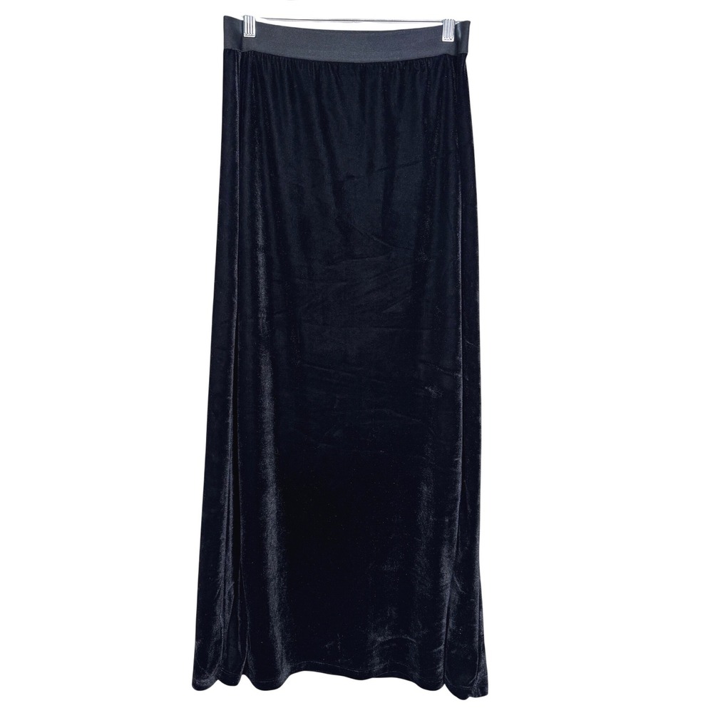 Max Studio Women's Black Velvet Maxi Skirt Sz S Goth Witchy Vamp Dark Academia